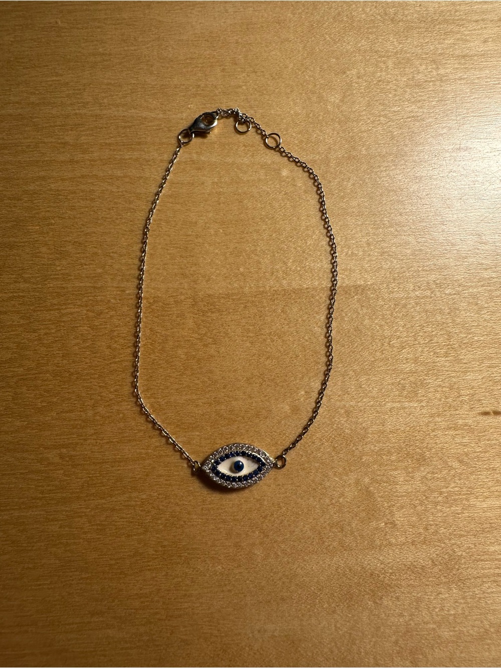 Evil Eye Chain Bracelet with Blue and White Accents
